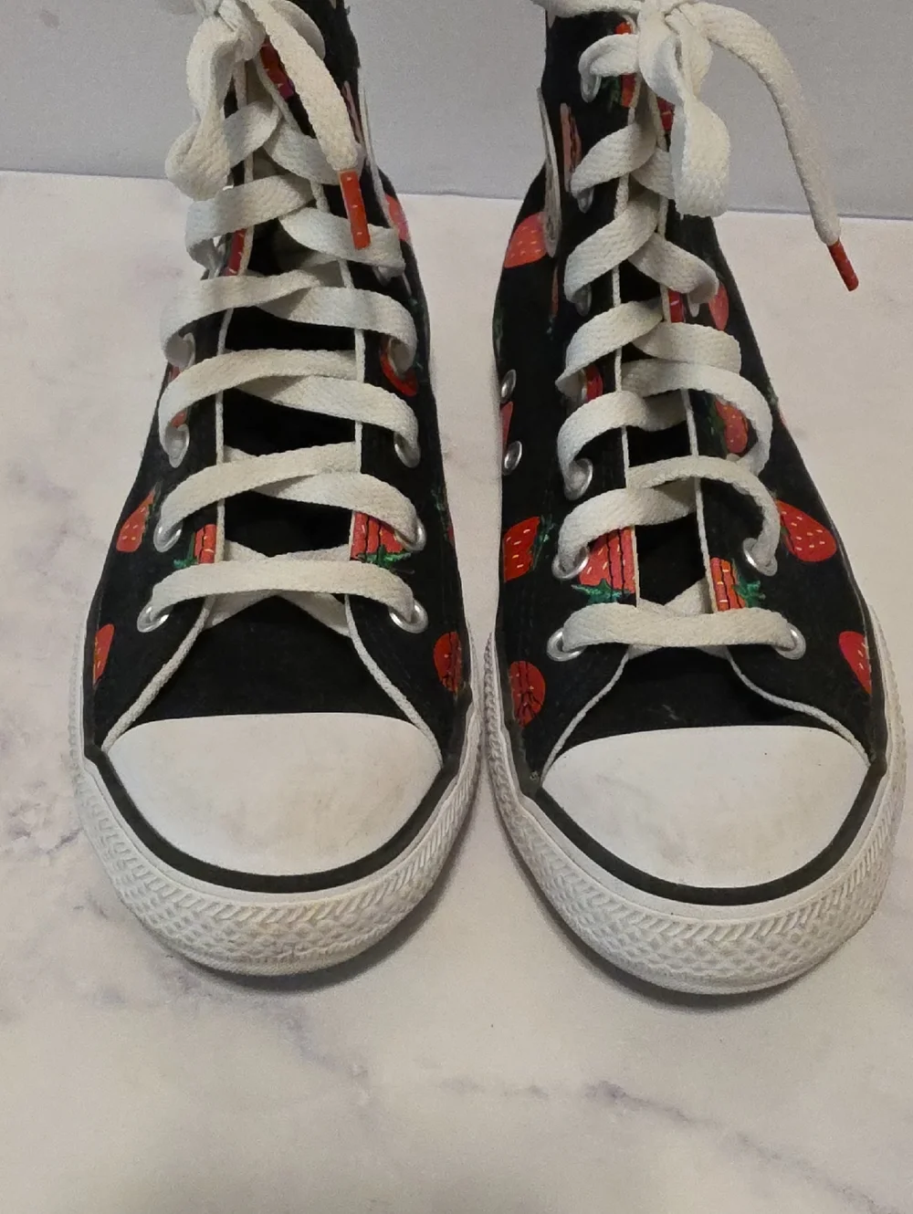 Converse High Top Sneakers - Black with Strawberry Print